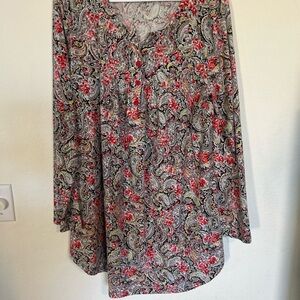 SeSe Code long Sleeve 2XL Floral Paisley Soft aand Stretchy Women's Top